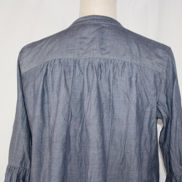 Ann Taylor Loft Chambray Blouse Flare Sleeve Bohemian Peasant Women's S - Picture 7 of 9